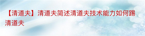 【清道夫】清道夫简述清道夫技术能力如何踢清道夫