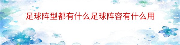 足球阵型都有什么足球阵容有什么用