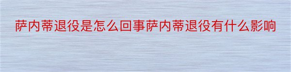 萨内蒂退役是怎么回事萨内蒂退役有什么影响