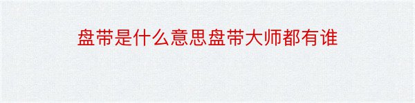 盘带是什么意思盘带大师都有谁