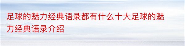 足球的魅力经典语录都有什么十大足球的魅力经典语录介绍